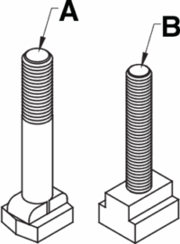 PFA QDC forged T bolt vs. Stud and T nut layout